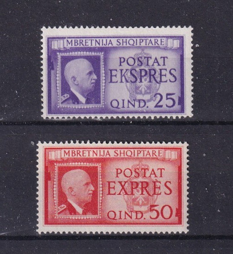 KINGDOM OCCUPATIONS ALBANIA 1940 - VITTORIO EM. EXPRESSED III SERIES 02v. LINGUELLA