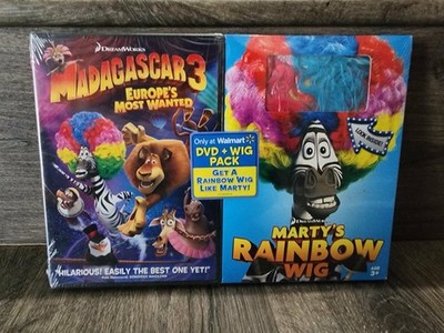 Madagascar 3: Europe's Most Wanted DVD + Bonus with Marty's Rainbow Wig NEW