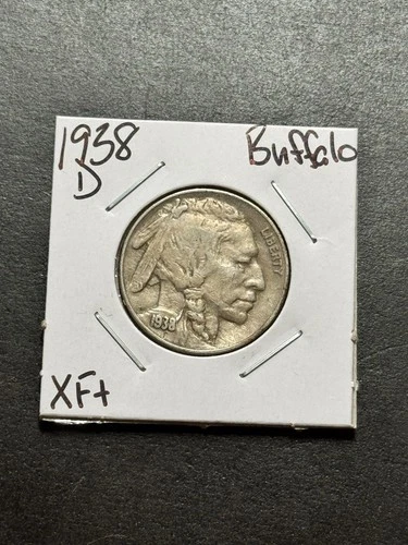 1938 D Buffalo Nickel XF Extra Fine Better Date US 5c Type Coin (Raw19099)