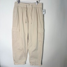 Gap Easy Cargo Pants Broken Twill Tan Pull On Lounge Streetwear Women M NWT