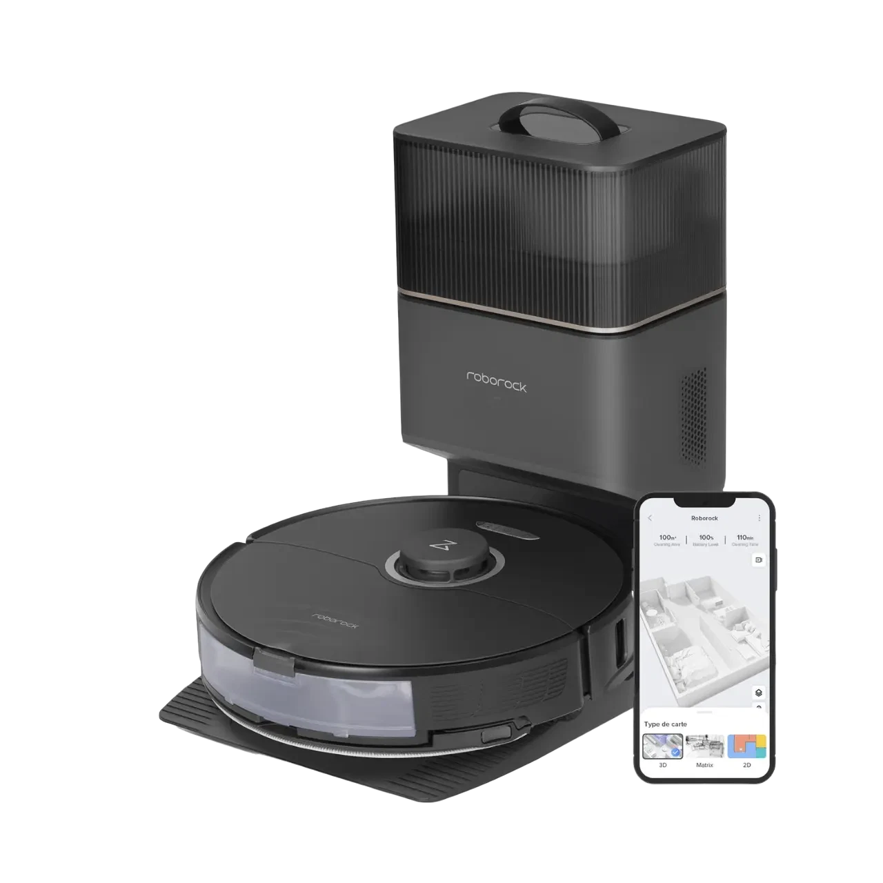 ROBOROCK S8+ ROBOT VACUUM, SONIC MOP WITH SELF-EMPTY DOCK, 6000PA - BLACK