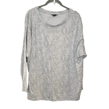 J Jill Wearever Shirt XL Large Gray Snake Print Stretch Comfort Casual Boxy