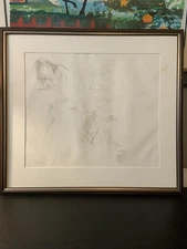 Raphael Soyer Signed Numbered Print 12/50 Strong Signature Faint Image No Glass