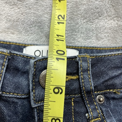 Oliver Logan The Russell Flare Jeans Womens 25X30 Blue Denim Dark Wash Split Hem - Picture 10 of 11