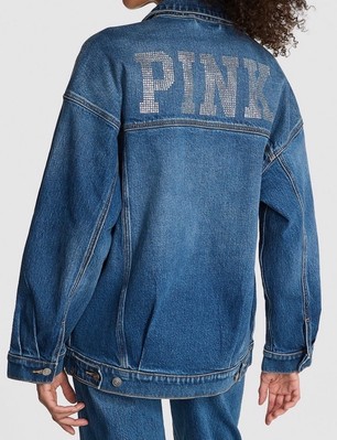 VICTORIA SECRET DENIM BY PINK OVERSIZED TRUCKER JACKET LIMITED EDITION SZ M  NWT