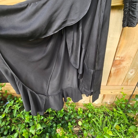 Zimmermann Black Silk Wrap Ruffle Midi dress size 1/4-6 US