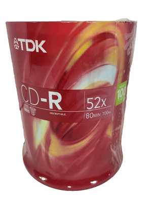TDK CD-R Spindle 100pk. 700MB 52x 80min. Recordable NEW FACTORY SEALED!