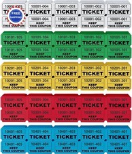 1000 Pcs Raffle Tickets Roll 50/50 for Events Fundraisers & Parties NOAM Colors
