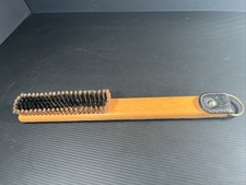 Vtg Wood And Leather Handle Clothes Garment Brush Made In England 14" Long