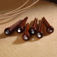 Waverly Snakewood Guitar Bridge Pins with Pearl Dot, Slotted, Set of 6
