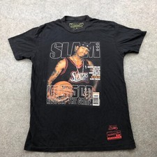 Philadelphia 76ers Shirt Mens Medium Black Allen Iverson Crewneck Basketball Y2K