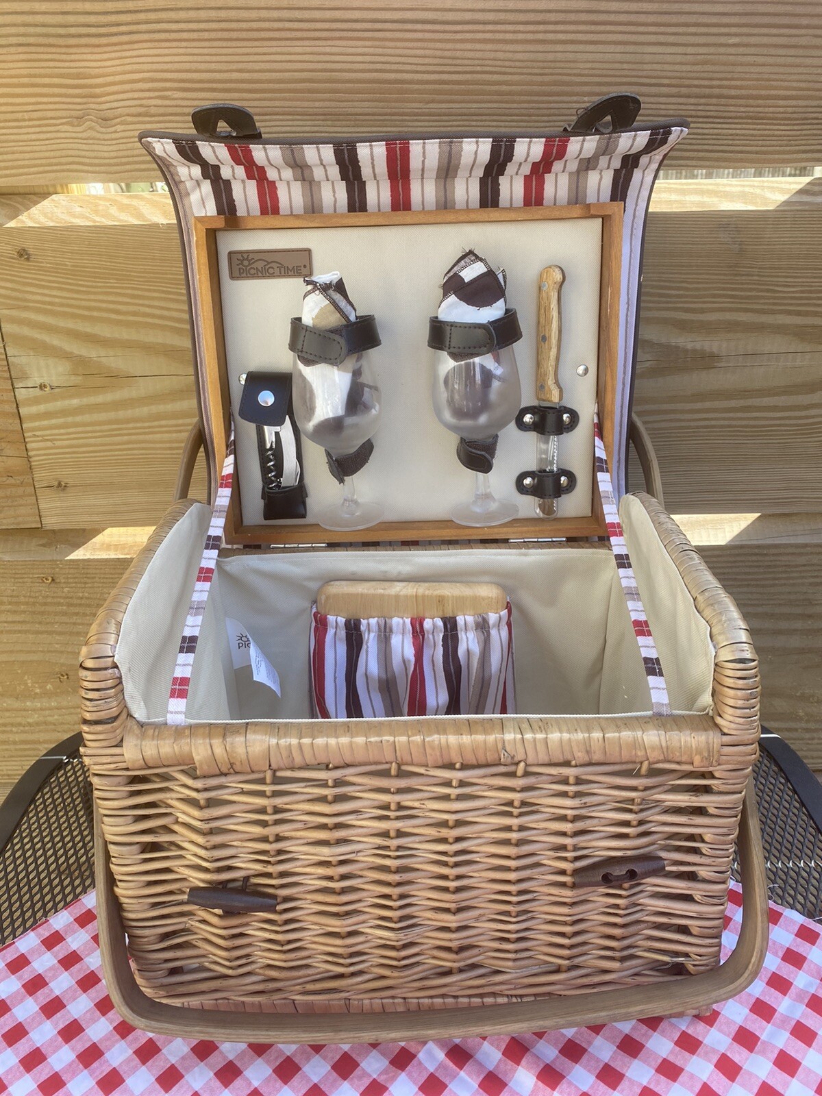 Picnic Time Kabrio 2 Person Wine & Cheese Basket Moka Collection eBay
