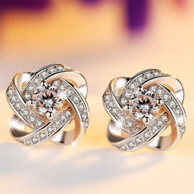 BRANDNEU VERSILBERT klar Diamant Strass Kristall Blume Zwilling NIETEN