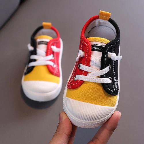 Kinder Jungen Mädchen Casual Pumps Canvas Low-Top Flache Trainer Bunte Schuhe - Bild 3 von 32