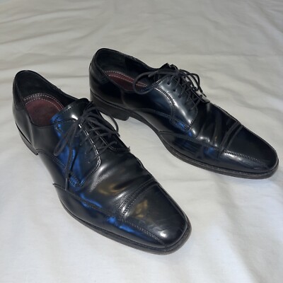 Johnston & Murphy Oxfords Apron Toe Black Leather Lace Up  display picture 3