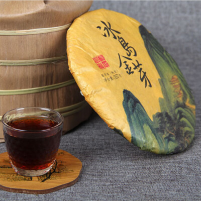 357g Old Tree Chinese Ripe Puerh Tea Cake Top Iceland Golden Buds Shu Puer Tea