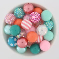 20mm Chunky Bubblegum Beads, Mixes, Light Blue Teal and Peach, for Pens  Crafts