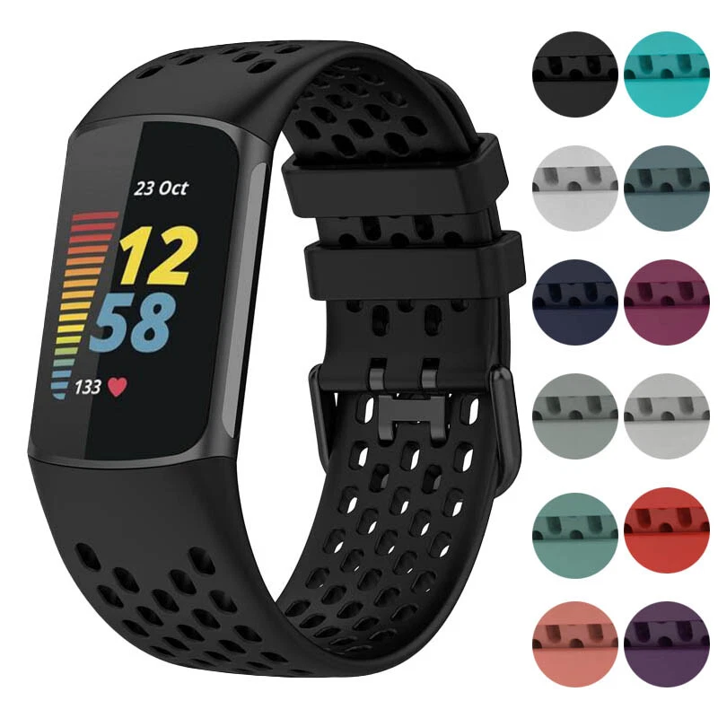 StrapsCo Heavy Duty Silicone Rubber Sport Band Watch Strap for Fitbit Charge 5