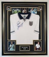 ** Italia 1990 Paul Gascoigne of England Signed Shirt Autograph Display **