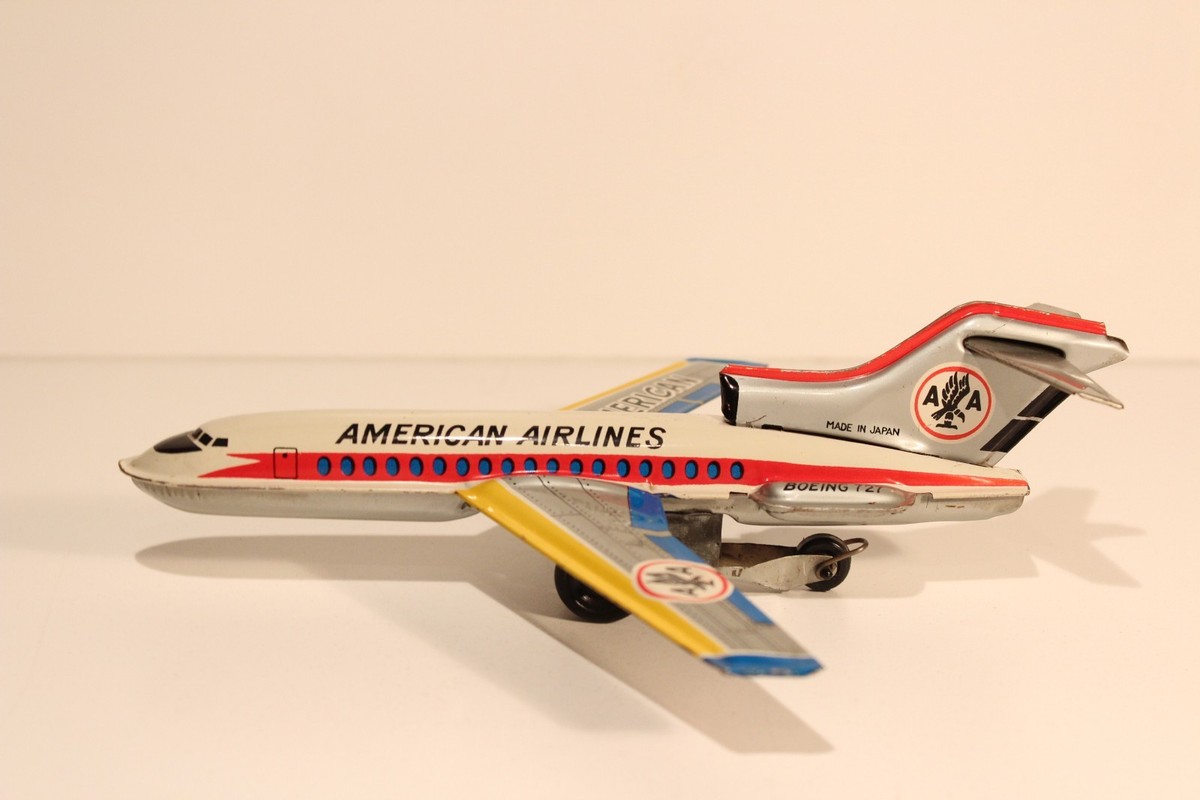 Avion Jouet Ancien TWA Boeing 727 – Tôle Lithographiée Made In Japan