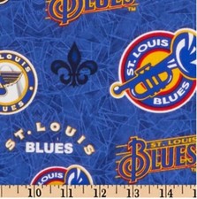 NHL St. Louis Blues Throwback Logo Prints 100 Cotton Fabric YARD