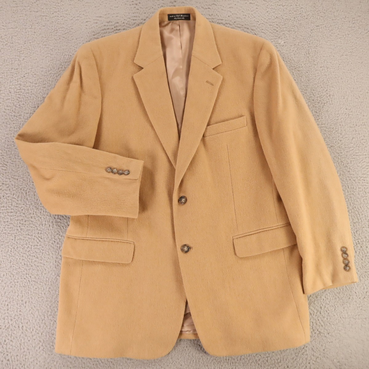 Club Room Jacket L Beige Tan 100% Camel Hair Flannel Blazer Sport Coat 44L