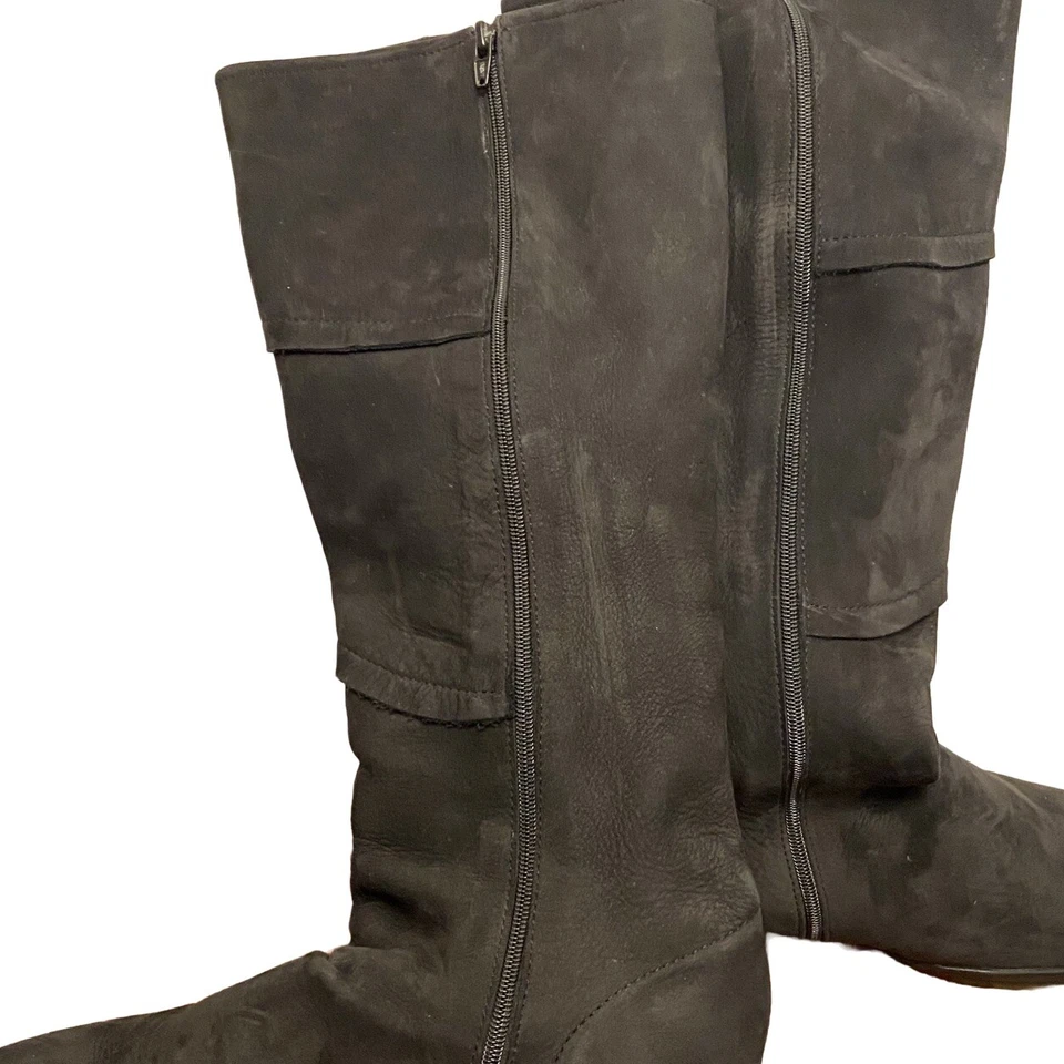 Botas de gamuza genuina Arche Ln francesas negras con cierre lateral punta redonda hasta la rodilla. Foto 2 de 4