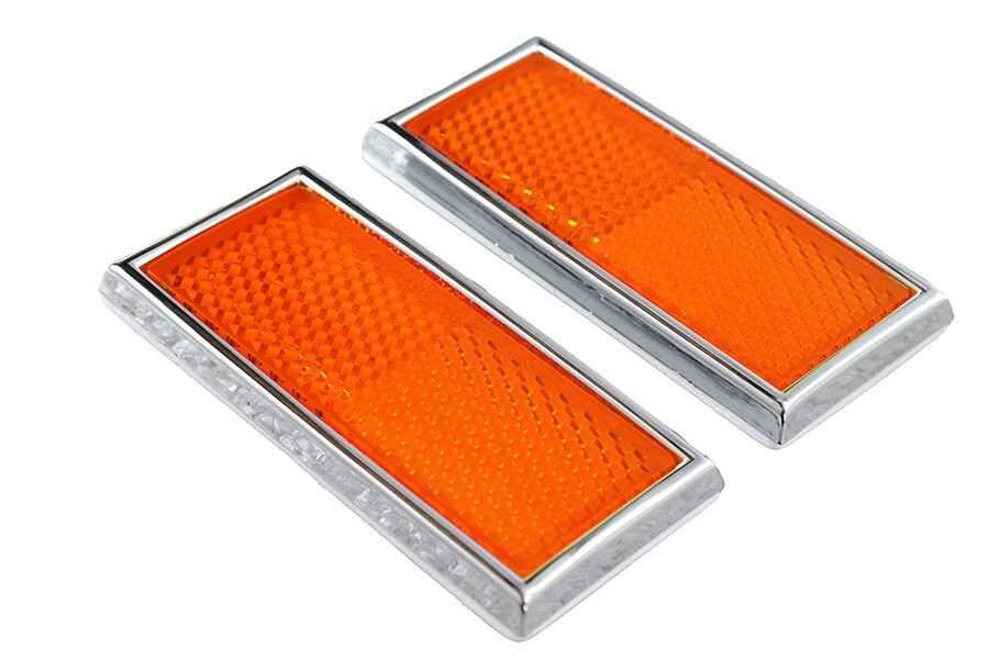 Front Amber Reflector Set With Chrome Frame Harley Sportster 1972