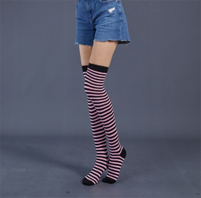Chaussettes Montantes Rayées Pour Femmes – 65 Cm, Thermiques Et Douces (polyester, Coton, élasthanne), Parfaites Pour L'hiver Et Le Style