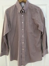 Brooks Brothers Regent Burgundy Gingham Jacquard Non-Iron Shirt - Size 16-33