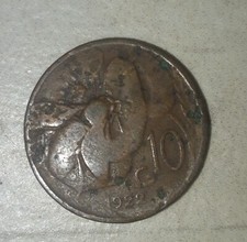 MONETA 10 CENTESIMI 1922 VITTORIO EMANULE III REGNO D'ITALIA CIRCOLATA
