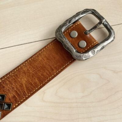 小物 Tornado mart leather studs belt TORNADO MART Studded Leather Belt Brown Men's Size L From