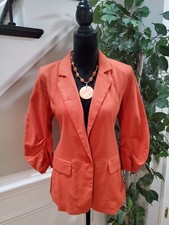Lush Coral Cotton Single Breasted One Button Boyfriend Blazer Jacket Size Small
