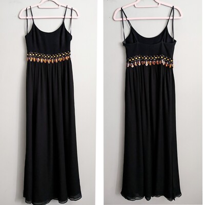 Diane Von Furstenberg Camara Beaded Silk Gown Black Size 2