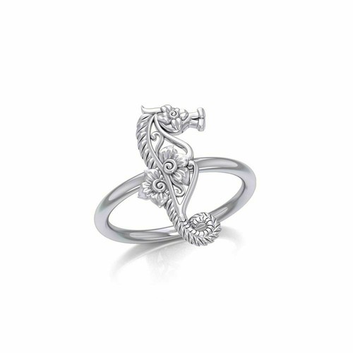 Chevalière Femme Bague Hippocampe En Argent Sterling 925