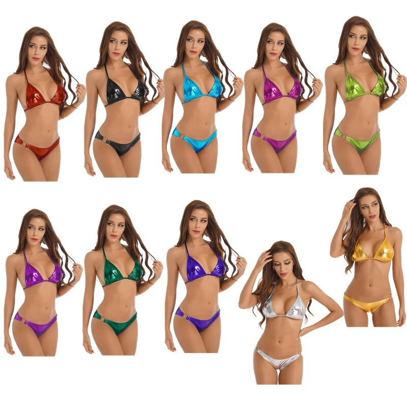 Traje de baño para mujer Traje de baño Bikini Triángulo Lencería Conjuntos Traje de baño Exótico Sujetador Foto 2 de 3