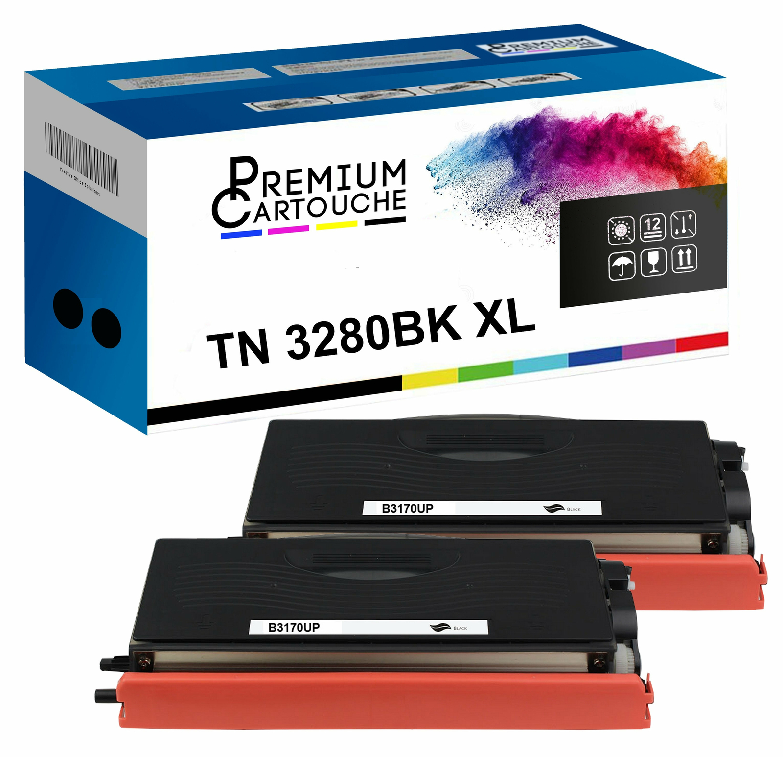 Toner TN-3280XL compatible Brother pack duo noir pour le télétravail et l'impression des dossiers
