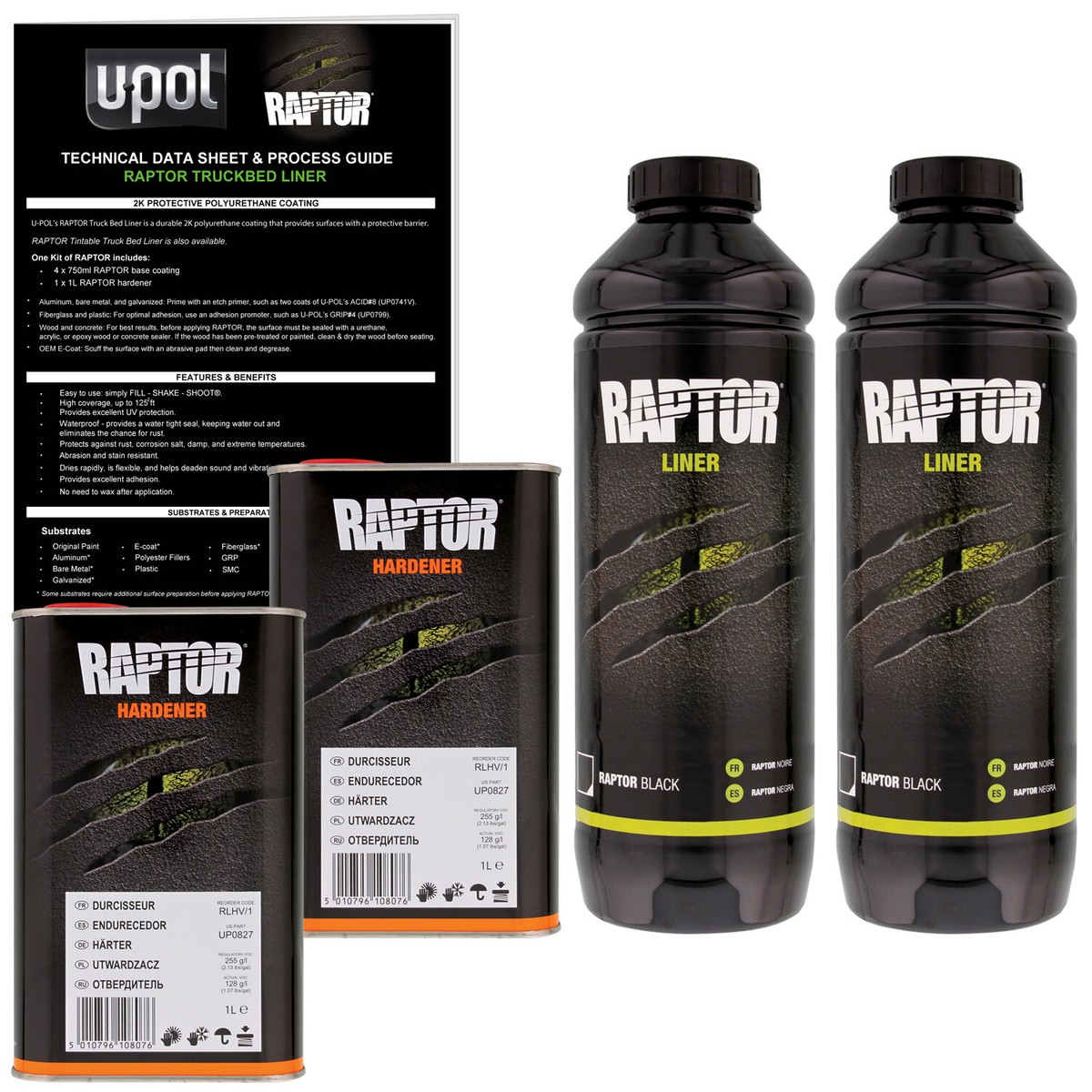 U-POL Raptor Black Urethane Spray-On Truck Bed Liner & Texture 