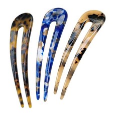 3packs Vintage Hair Forks Tortoise U Shaped Hairpins French Style Shell U Sticks
