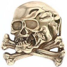 Brass Skull Horror Rock Crossbone Biker Gothic Goth 1970s Vintage Belt Buckle