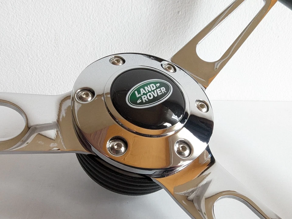 Volante negro madera cromo apto para Land Range Rover 1986-1987 Foto 4 de 4