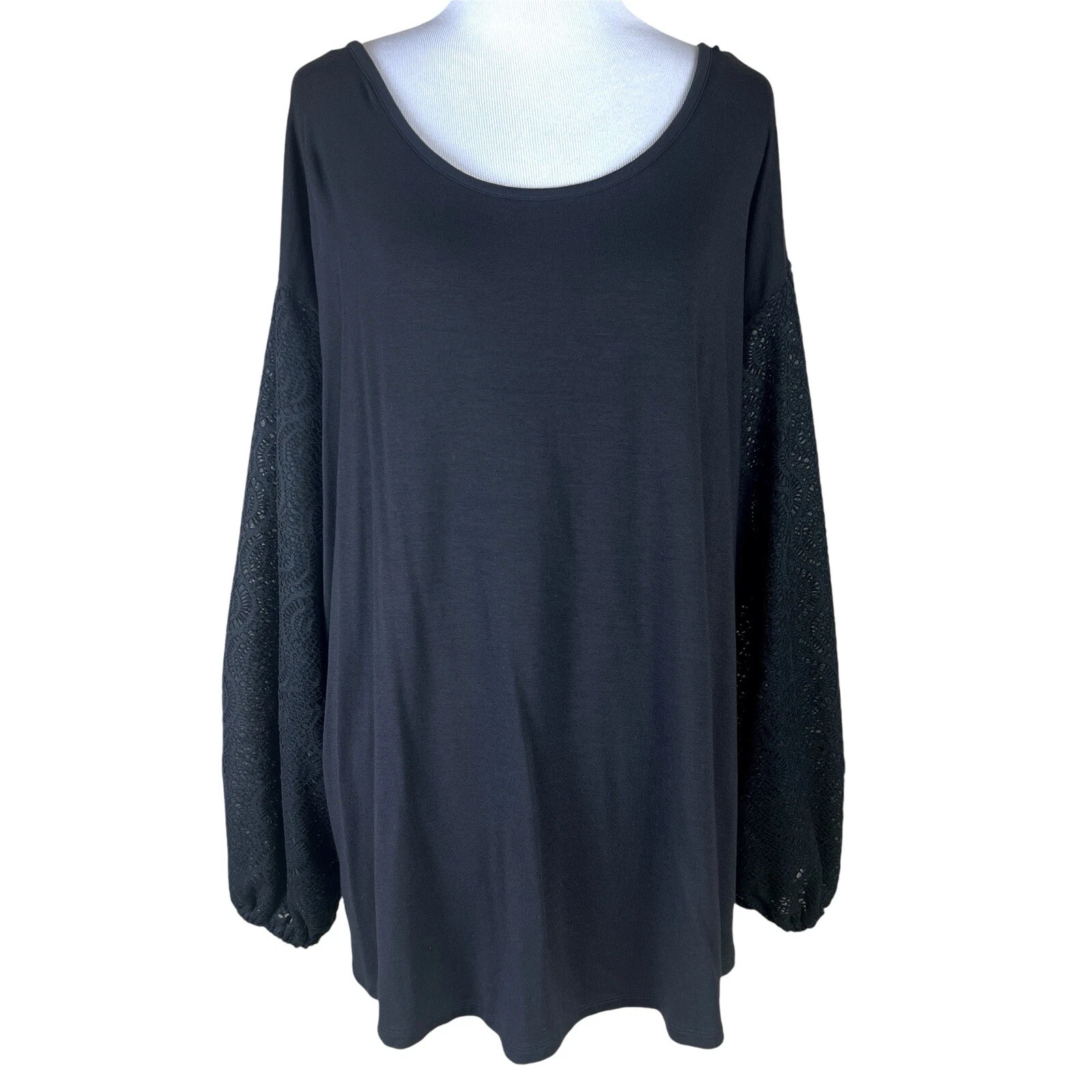 Maglione donna Michael Kors nero pizzo manica lunga taglia 2X