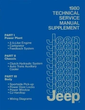 1980 Jeep Shop Service Repair Manual Book Supplement Engine Drivetrain Wiring