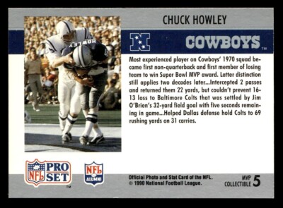 チャーリー様 Chuck Howley 1990 Pro Set MVP Super Bowl V Card Dallas