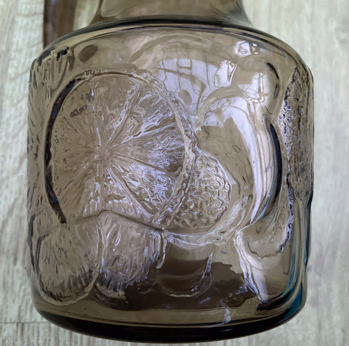 Arcoroc Fleur Water Jug Pitcher Smoked Glass Vintage French 1970s Ice