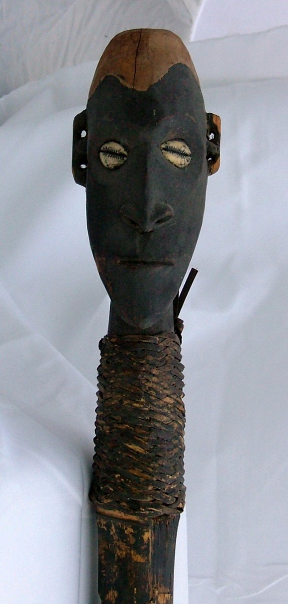 PAPUA NEW GUINEA OCEANIC 19th/20th C. FLUTE STOPPER CARVED