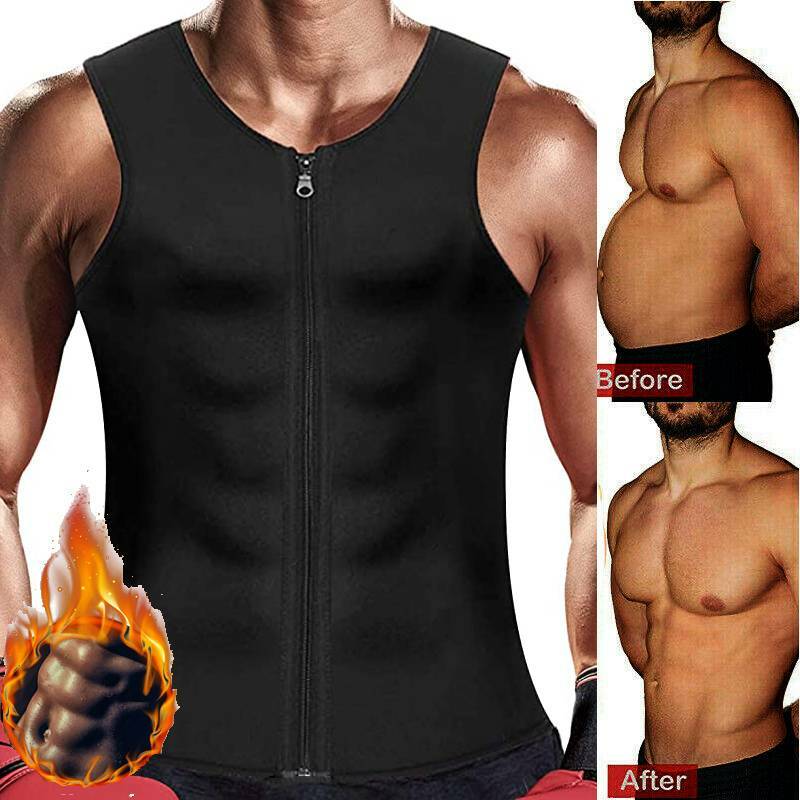 Men's Neoprene Sauna Suit Weight Loss Waist Trainer Vest Workout