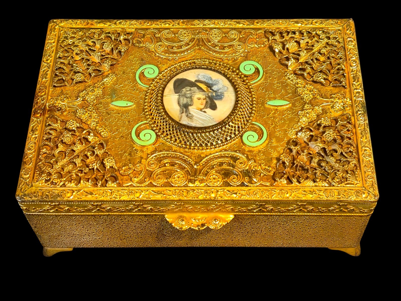 1920's Royal E & JB EMPIRE ART GOLD Trinket/Jewelry Box