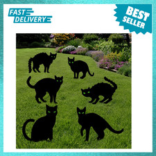 6 Pack Halloween Black Cat Yard Signs with Stakes for Outdoor Garden Lawn