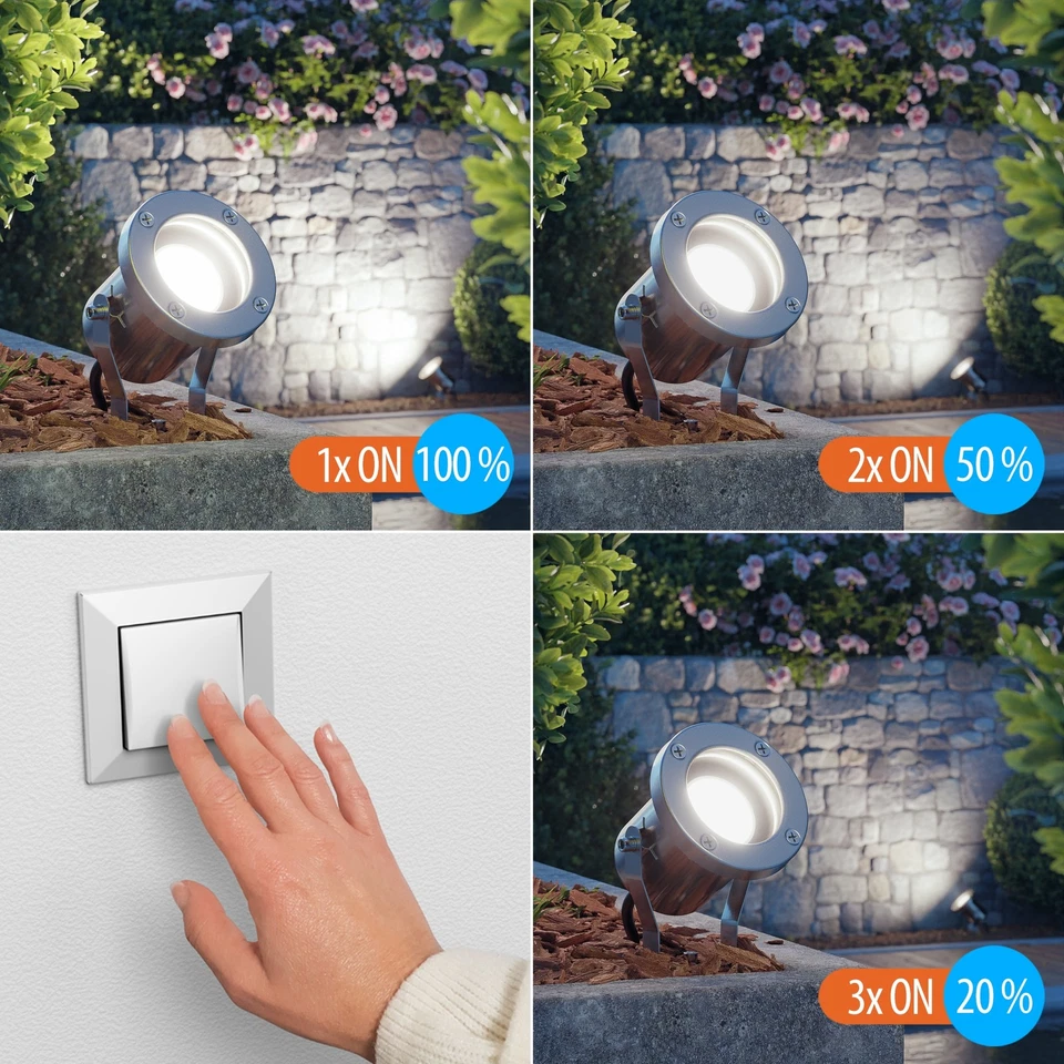 Gartenstrahler Erdspieß MIBU für außen Edelstahl chrom matt + LED GU10 Lampe - Bild 4 von 4